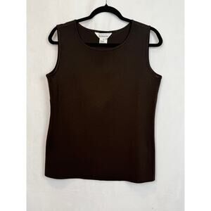 Exclusively Misook Brown Knit Tank Top M Scoop Neck 100% Acrylic Korea Classic